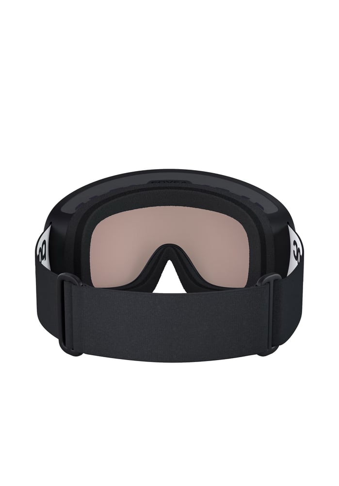 POC Fovea Photochromic goggles back view with black frame, adjustable black strap, and rose-tinted lens.
